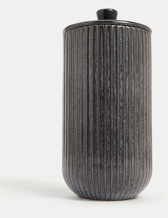 Large Ribbed Glazed Storage Jar