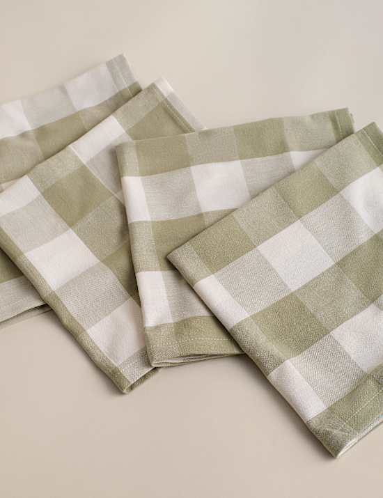 Set of 4 Pure Cotton Gingham Napkins