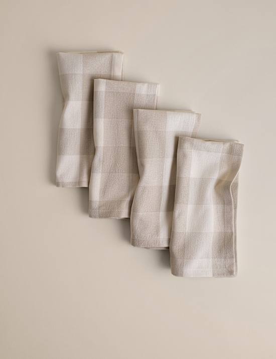 Set of 4 Pure Cotton Gingham Napkins