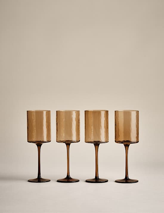Set of 4 Hammered Wine Glasses