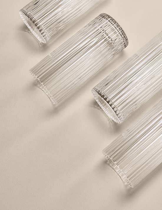 Set of 4 Celine Ribbed Hi Ball Glasses