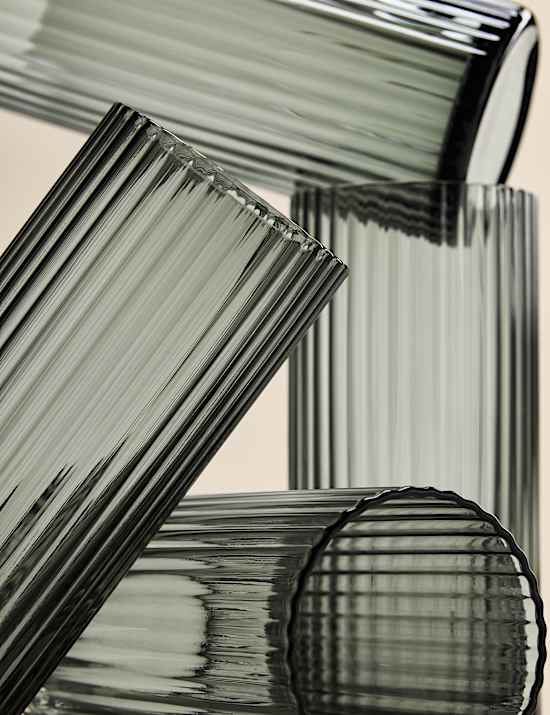 Set van 4 geribbelde limonadeglazen, Celine