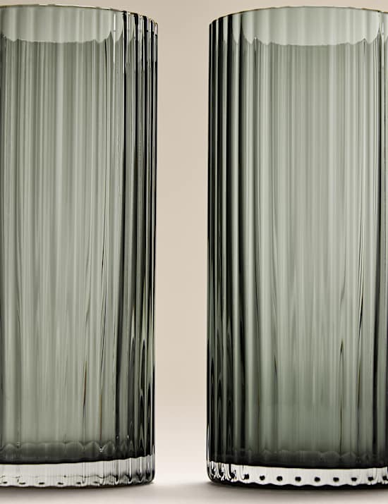 Set van 4 geribbelde limonadeglazen, Celine