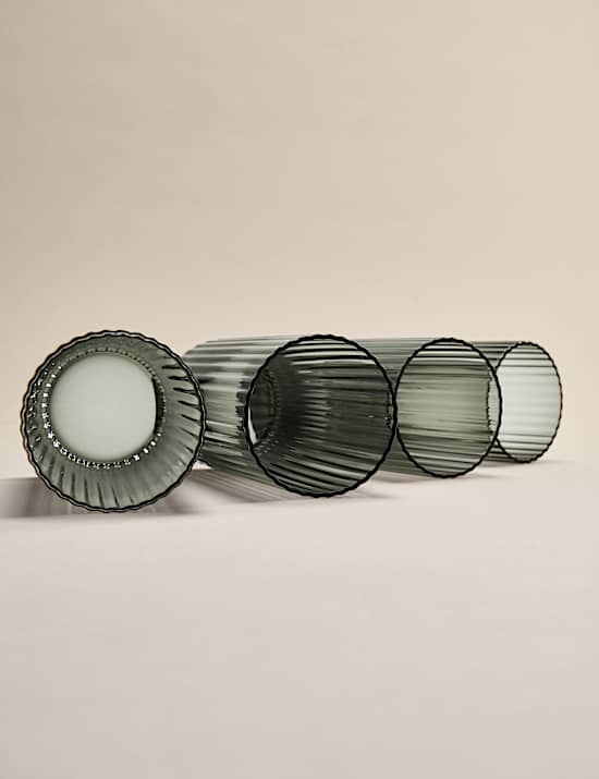 Set van 4 geribbelde limonadeglazen, Celine