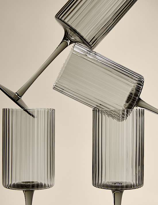 Set of 4 Celine Ribbed Wine Glasses