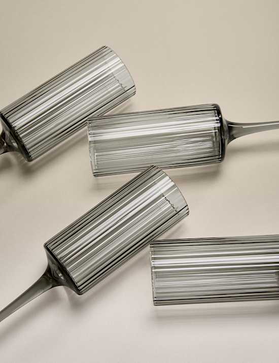 Set of 4 Celine Ribbed Champagne Flutes