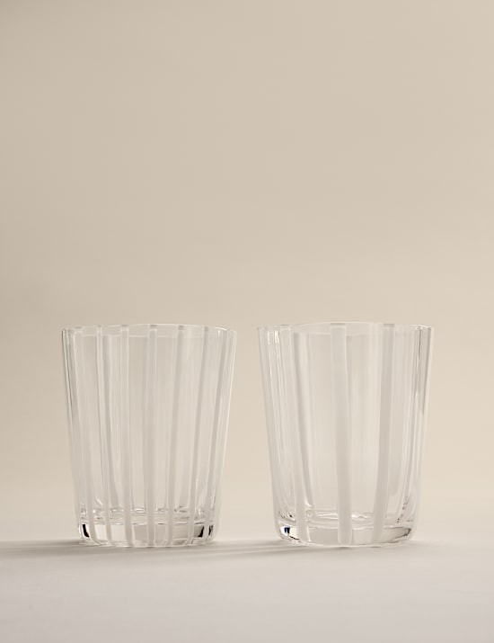Lot de 4 verres droits &agrave; rayures