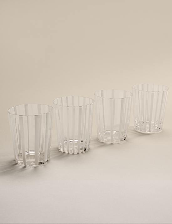Lot de 4 verres droits &agrave; rayures