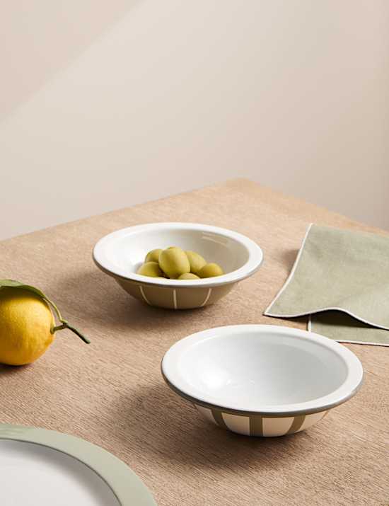 Set of 2 Enamel Striped Nibble Bowls