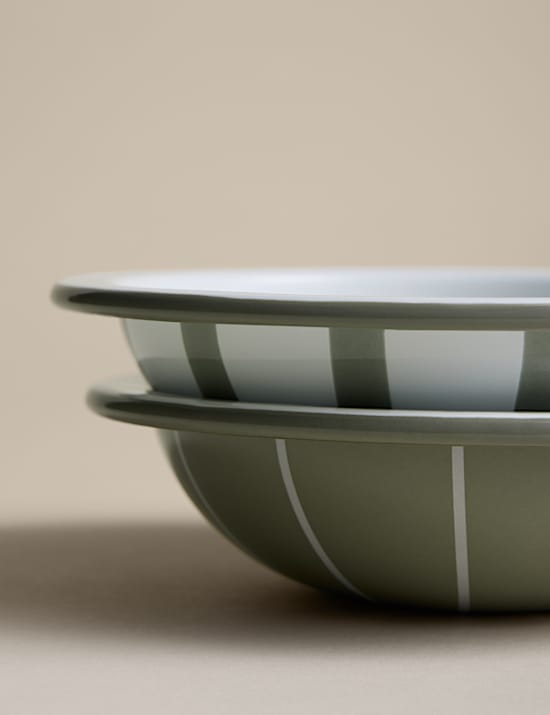 Set of 2 Enamel Striped Nibble Bowls