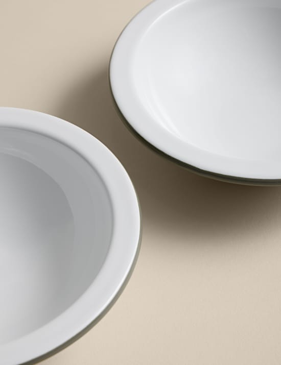 Set of 2 Enamel Striped Nibble Bowls