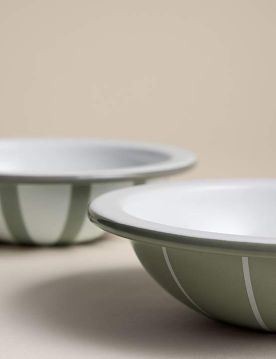 Set of 2 Enamel Striped Nibble Bowls