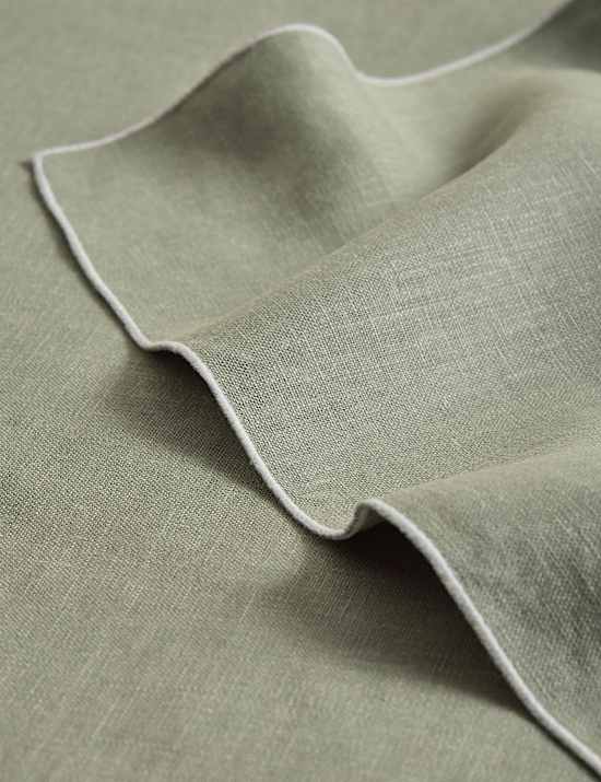 Set of 4 Pure Linen Contrast Edge Napkins