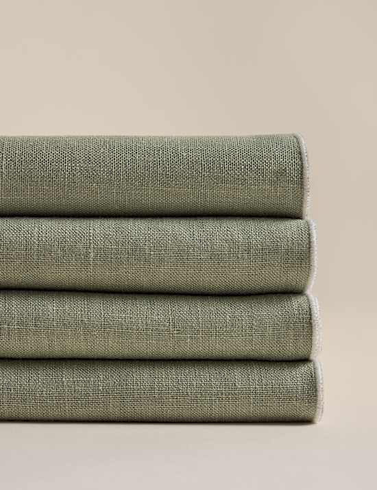 Set of 4 Pure Linen Contrast Edge Napkins