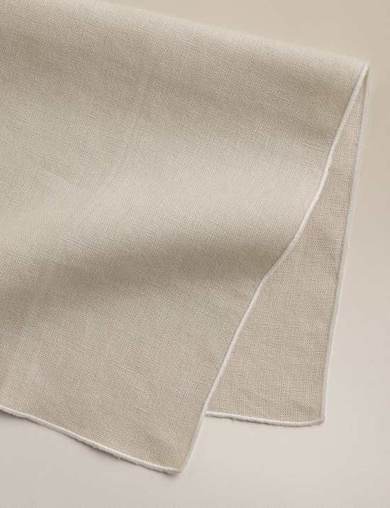 4 Pack Pure Linen Embroidered Edge Napkins
