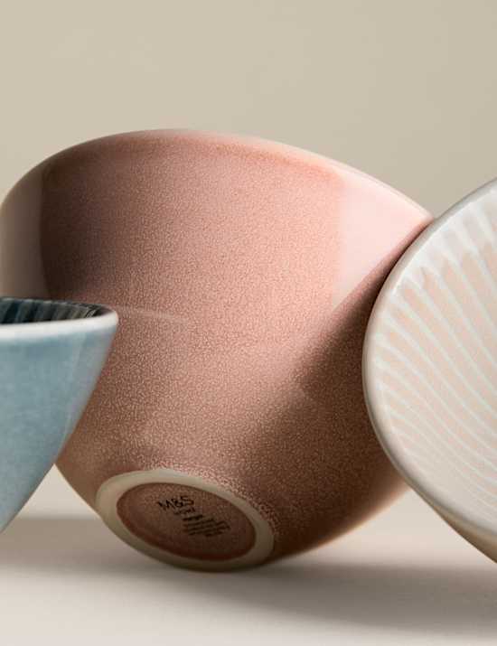 Set of 3 Reactive Striped Nibble Bowls