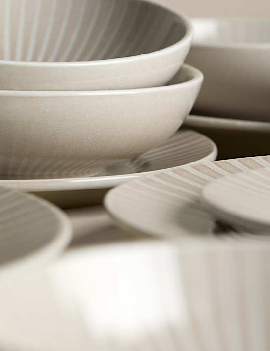 12 Piece Reactive Striped Dinner Set