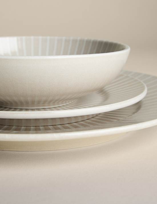 12 Piece Reactive Striped Dinner Set