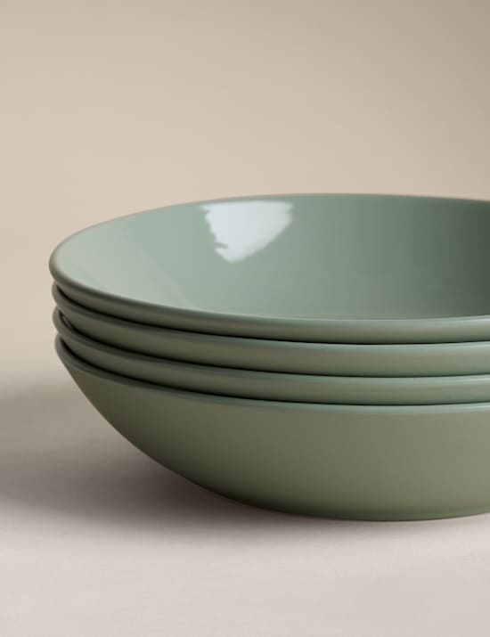 Lot de 4 assiettes &agrave; p&acirc;tes en gr&egrave;s