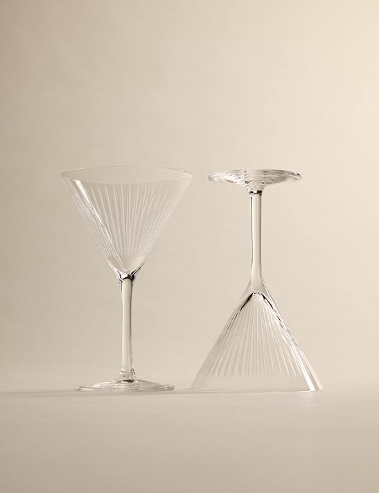 Set of 2 Crystal Dishwasher Safe Martini Glasses