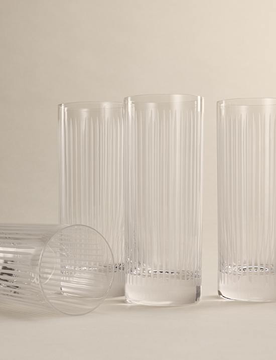 Set of 4 Marais Crystal Hi Ball Glasses