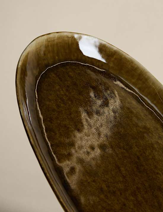 Straight Side Reactive Glaze Oval Platter