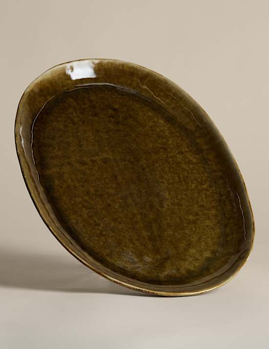 Straight Side Reactive Glaze Oval Platter