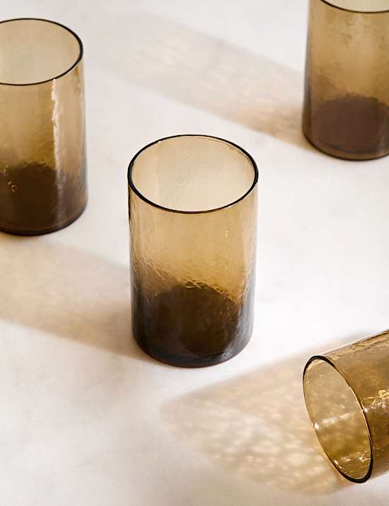 Set of 4 Hammered Hi Ball Glasses