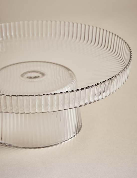 Glass Ribbed Cake Stand