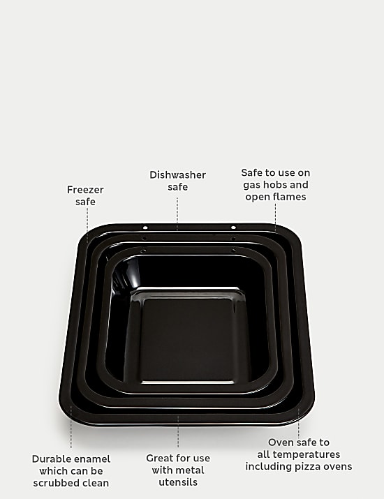 3pk Vitreous Enamel Roaster Set