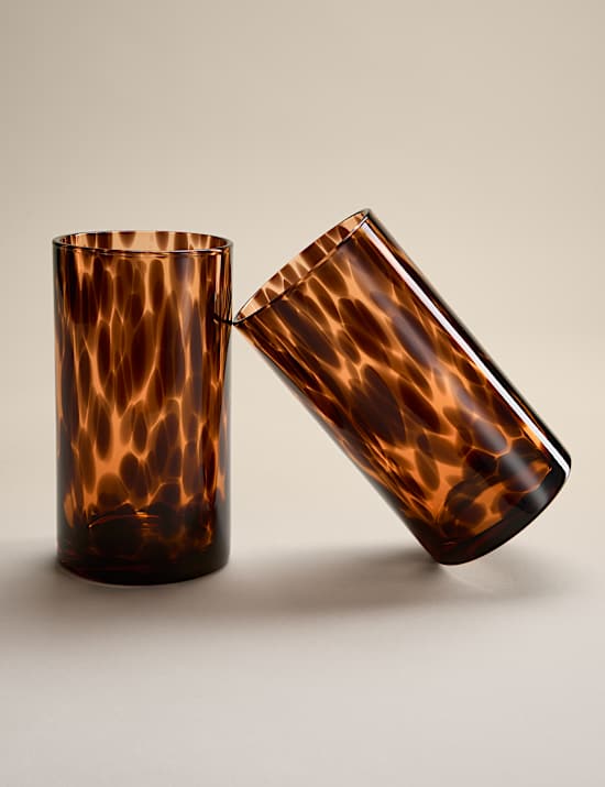 Lot de 2 verres hauts &agrave; motif mouchet&eacute;