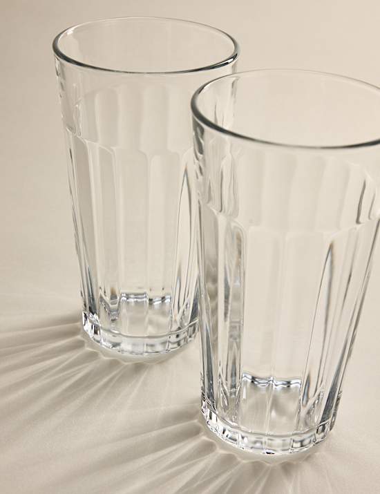 Set of 4 Everyday Ribbed Highball Glasses