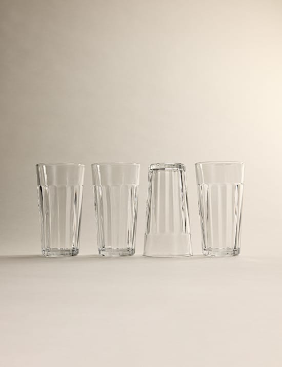 Set of 4 Everyday Ribbed Highball Glasses