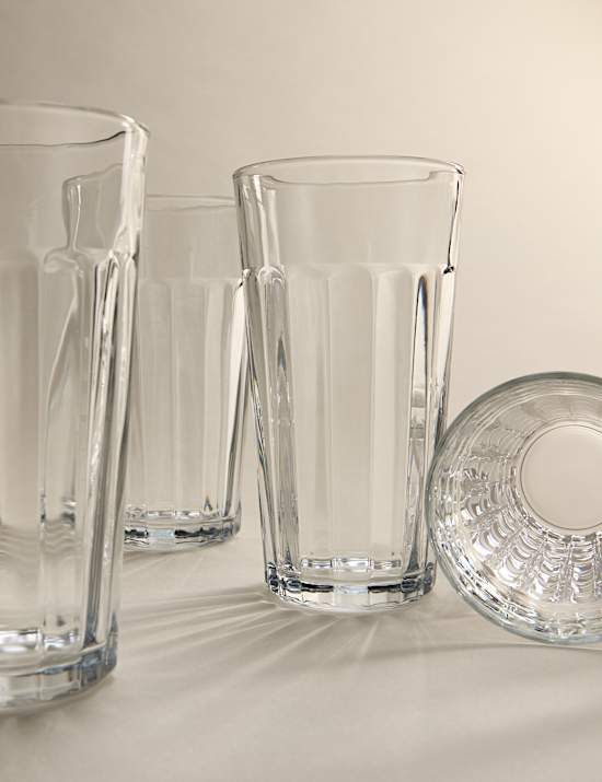 Set of 4 Everyday Ribbed Highball Glasses