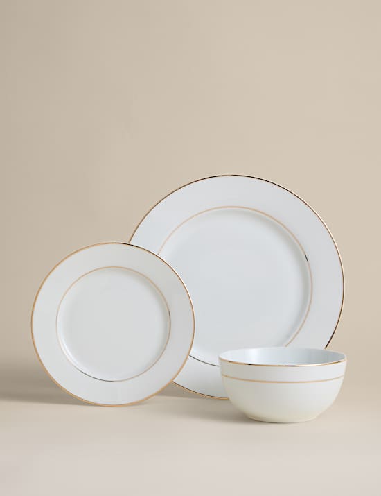 16 Piece Gilded Rim Dinner Set
