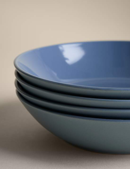 Βαθιά πιάτα από κεραμική ημιπορσελάνη καθημερινής χρήσης, σετ των 4