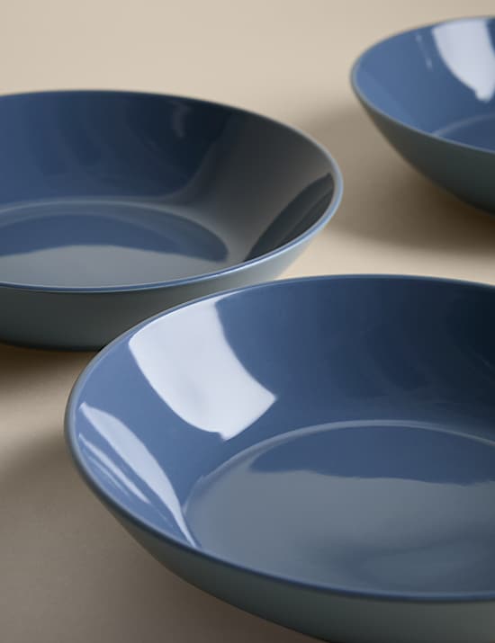 Βαθιά πιάτα από κεραμική ημιπορσελάνη καθημερινής χρήσης, σετ των 4