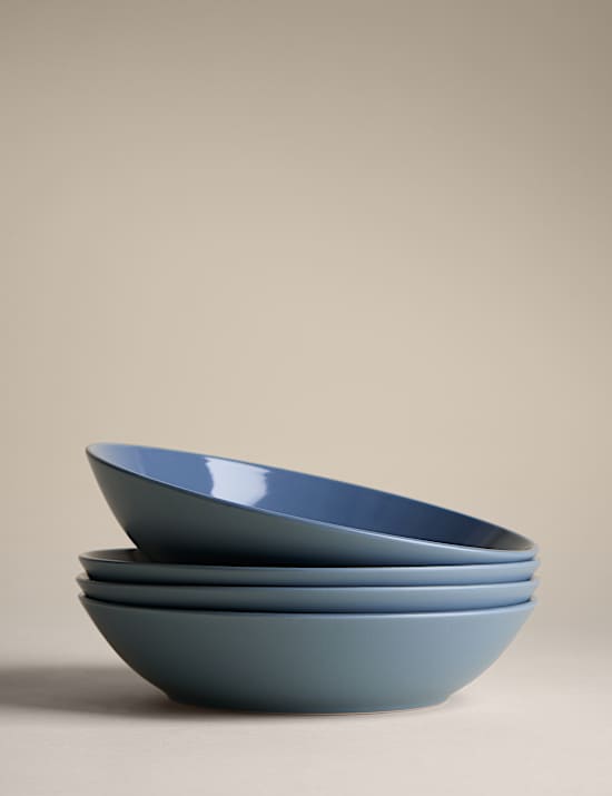Βαθιά πιάτα από κεραμική ημιπορσελάνη καθημερινής χρήσης, σετ των 4