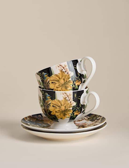 Conjunto para regalo de tetera floral de rayas