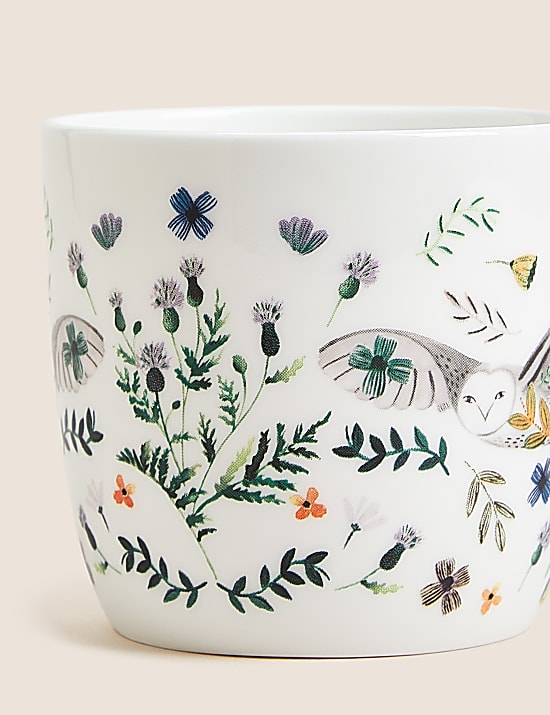 Taza con diseño de lechuza y bosque