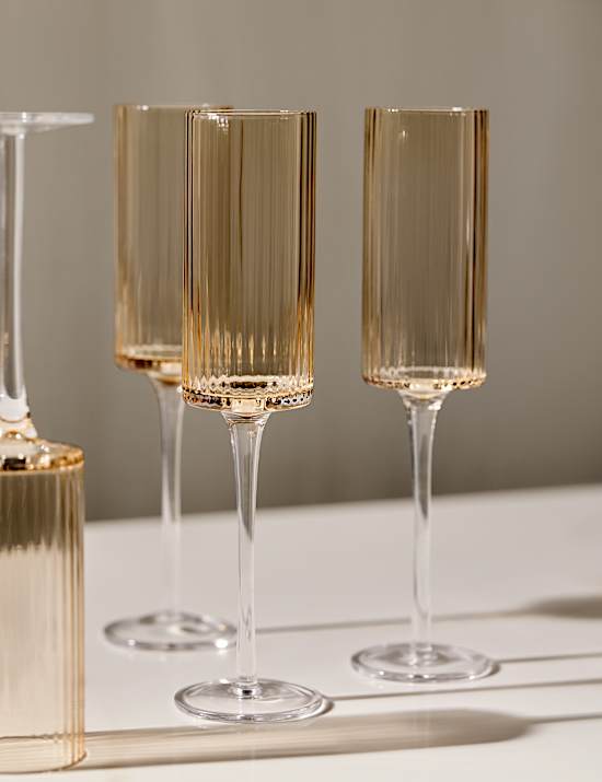 4er-Set handgefertigte Champagnerflöten „Celine“