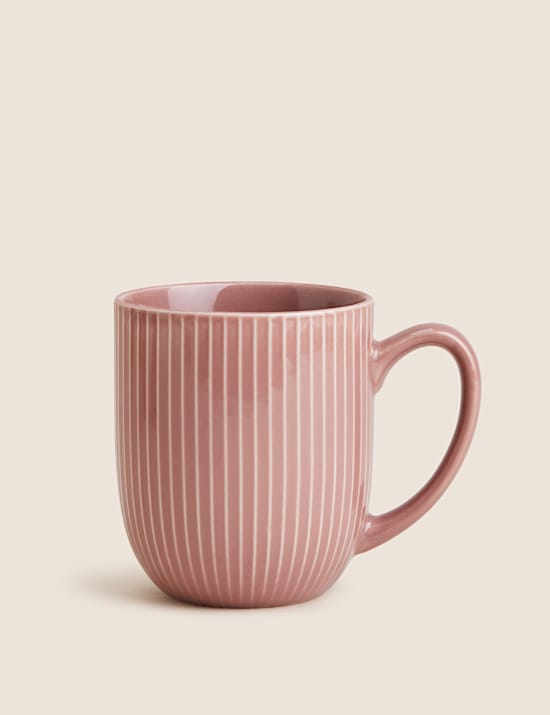 Set of 4 Ribbed Glazed Mugs