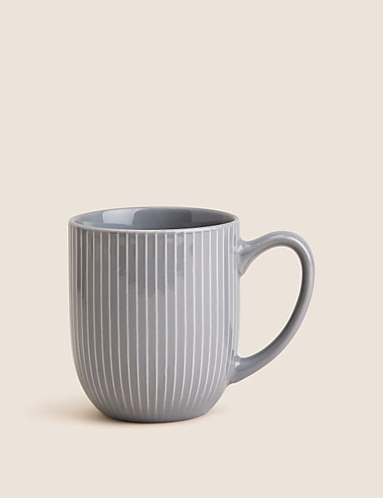 Set of 4 Ribbed Glazed Mugs