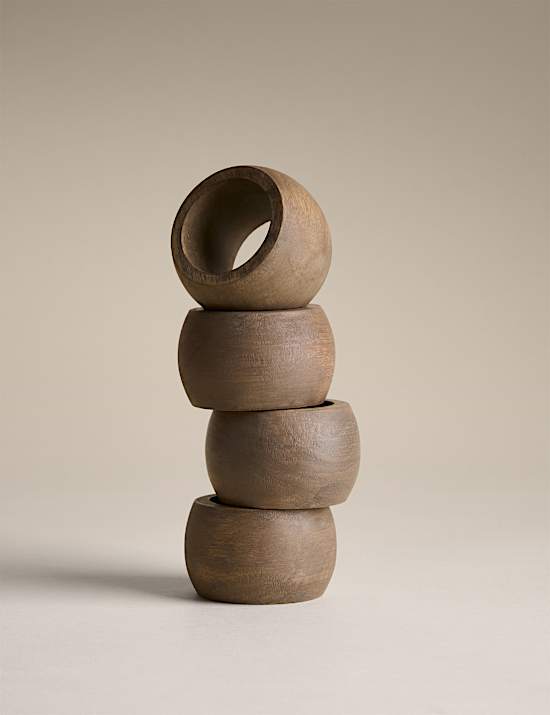 Set of 4 Wooden Napkin Rings