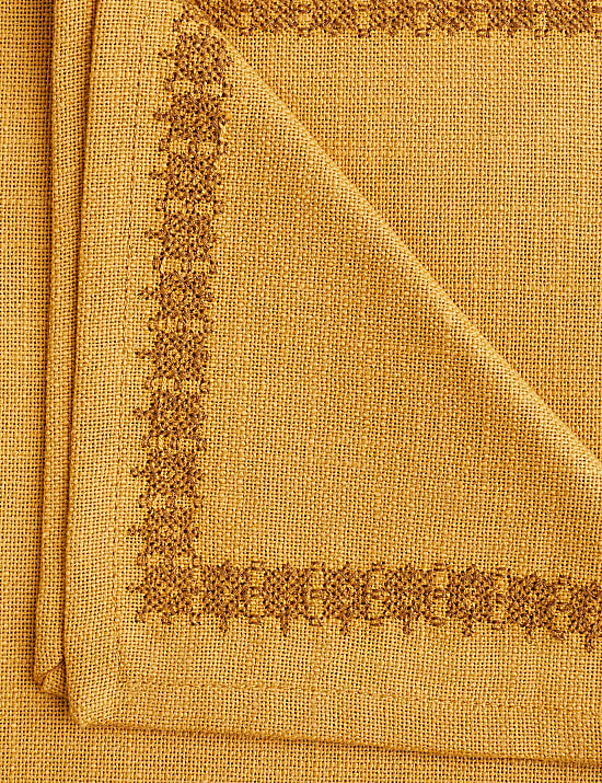 Set of 4 Pure Cotton Embroidered Napkins