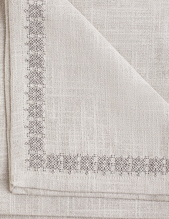 Lot de 4 serviettes 100 % coton à motif brodé