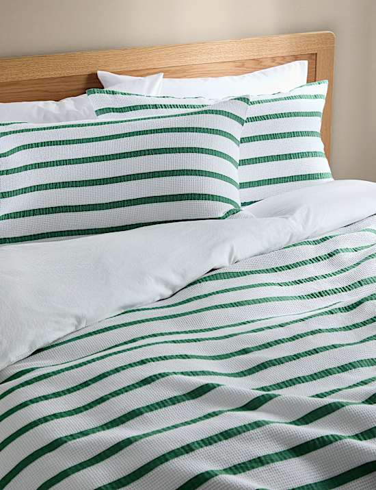Pure Cotton Contrast Striped Waffle Bedding Set