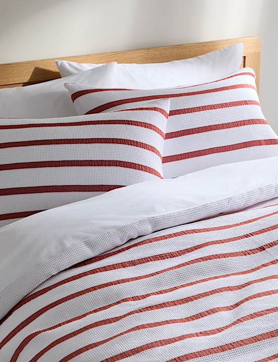 Pure Cotton Contrast Striped Waffle Bedding Set