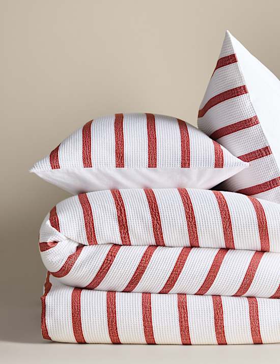 Pure Cotton Contrast Striped Waffle Bedding Set