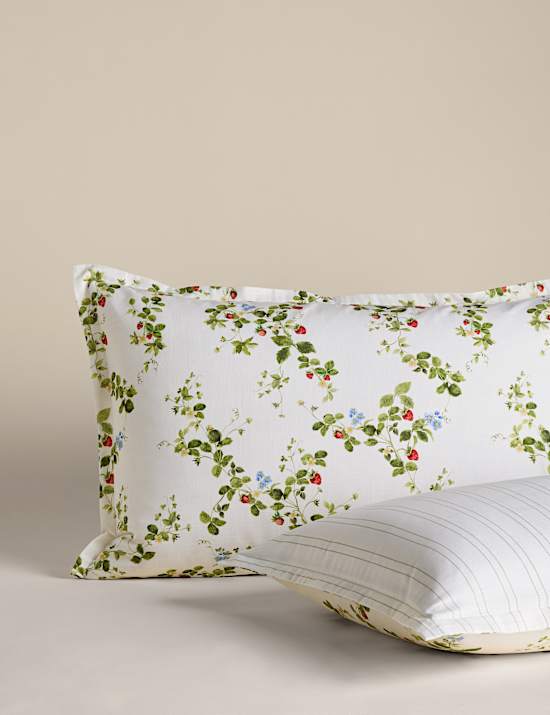 Parure de lit 100 % coton à motif fraises des champs